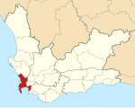 Map of the Western Cape with Cape Town highlighted (2016)